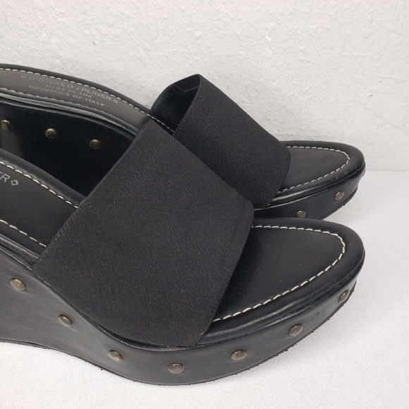 Donald J. Pliner Sandals Swan Black Studs Wedge Heels Platform Slides - Picture 5 of 15